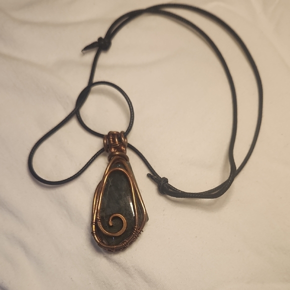 Artisian Copper Wire Wrapped Labradorite Pendant Necklace Lg Stone - Picture 6 of 7
